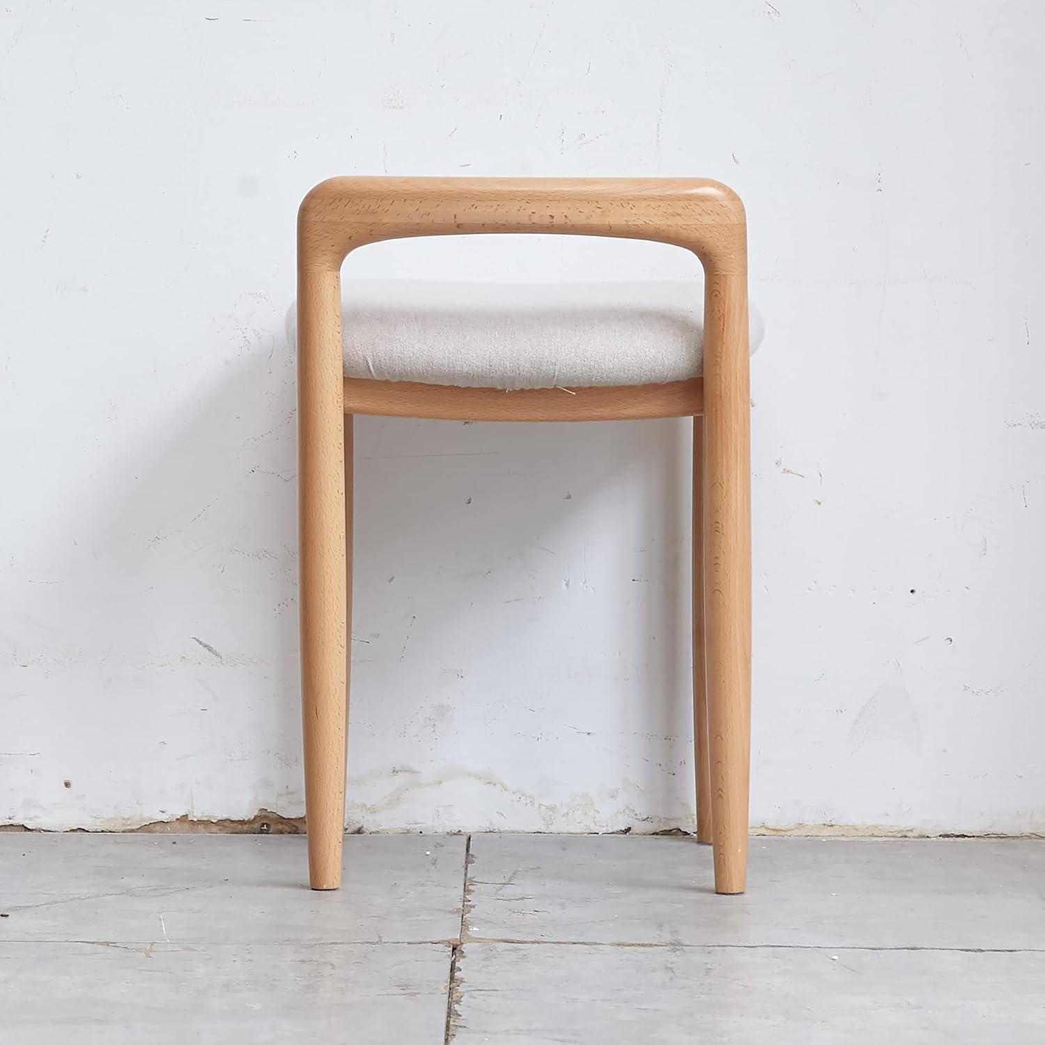 Natural Wood Stool Vanity Bench Square Vanity Chair with Cushioned Seat, Sofa Stool Makup Stool Rest Stool Piano Bench for Clothes Shop,Living Room, Porch, Fitting Room Bedroom, Brown
