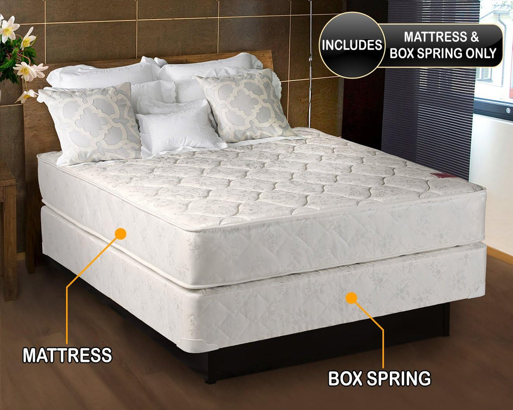 Dream Solutions USA DS USA Legacy Single-Sided Medium Firm King Size Mattress Set with Metal Bed Frame - Spine Support, Orthopedic, Longlasting Comfort and None Flip
