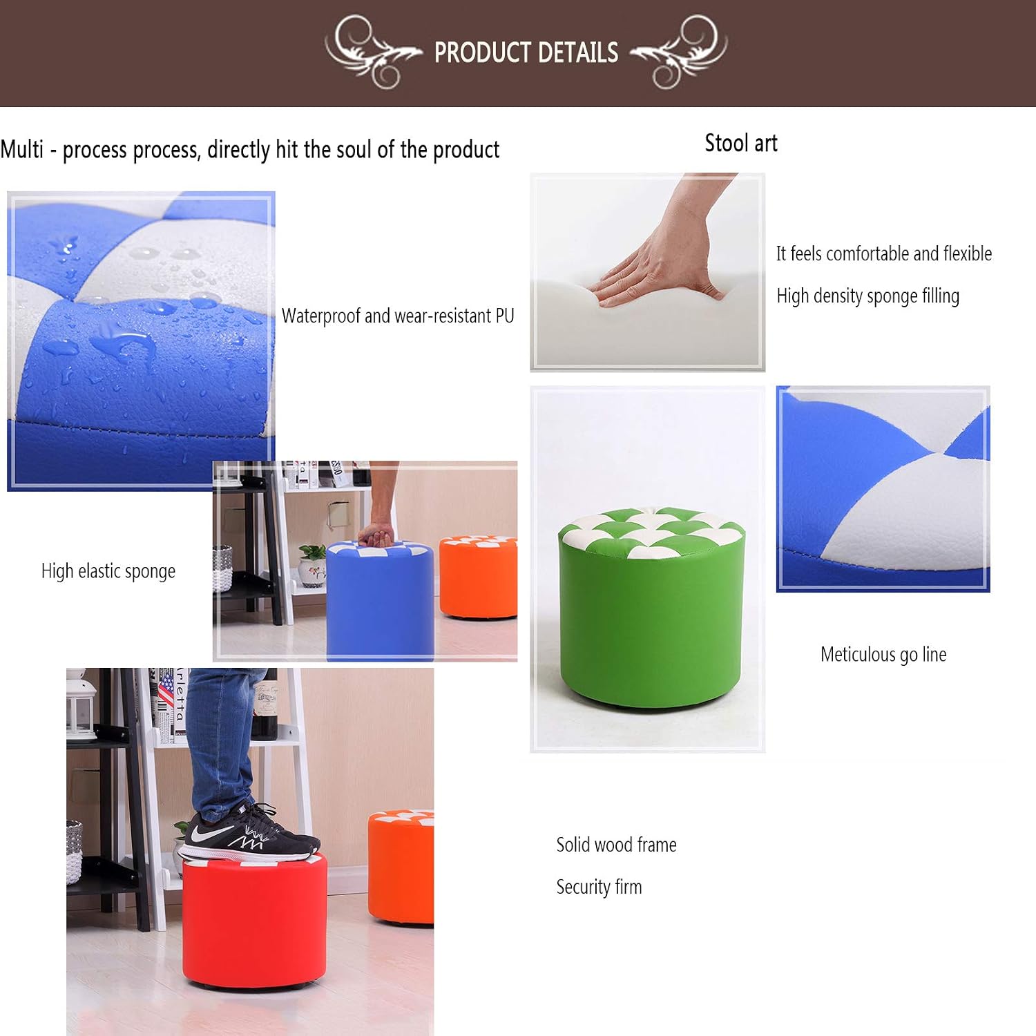 BTZHY Vanity Chair,Makeup Dressing Stool,Round Upholstered Footstool,Shoe Bench Vanity Stool Cushioned Chair Piano Seat n Functional Stool Sofa Stool