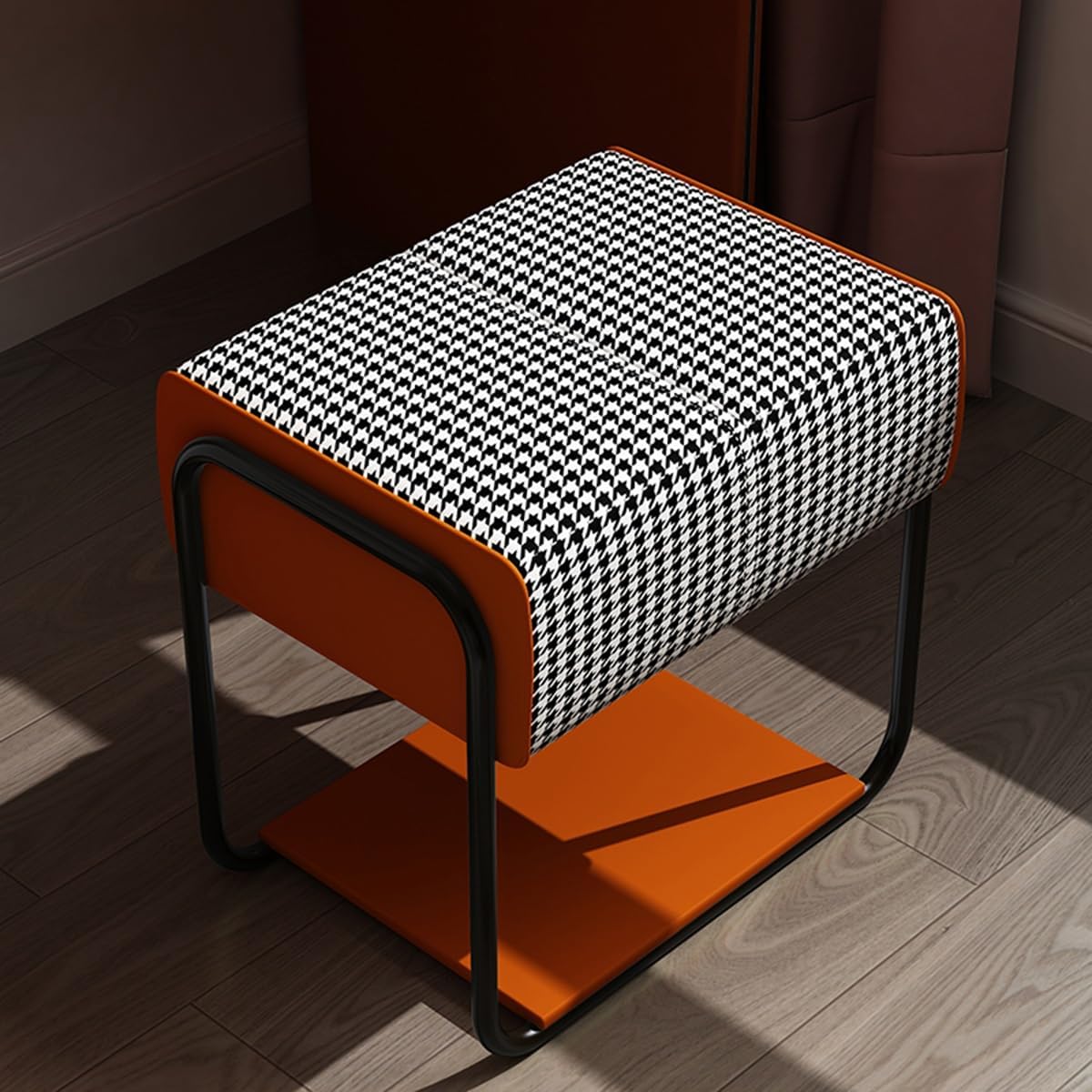 BTZHY Vanity Chair,Foot Rest, Leather Makeup Vanity Stool with Metal Legs, Foot Stool n Upholstered Footrest Stool Bench for Couch Bed Room Living Room