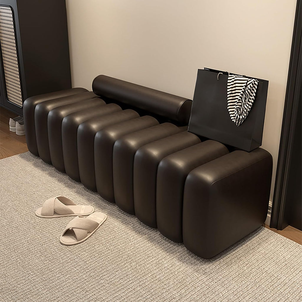 Modern Upholstered End of Bed Bench with Detachable Pillows and Metal Legs, Versatile Ottoman for Living Room, Bedroom, Hallway, and Corner