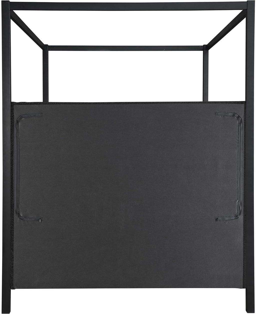 Meridian Furniture KellyBlack-Q Kelly Collection Modern | Contemporary Queen Bed with Rich Black Boucle Fabric, Matte Black Iron Metal Frame Canopy, 62.5' W x 84.5' D x 77' H, Black, Queen