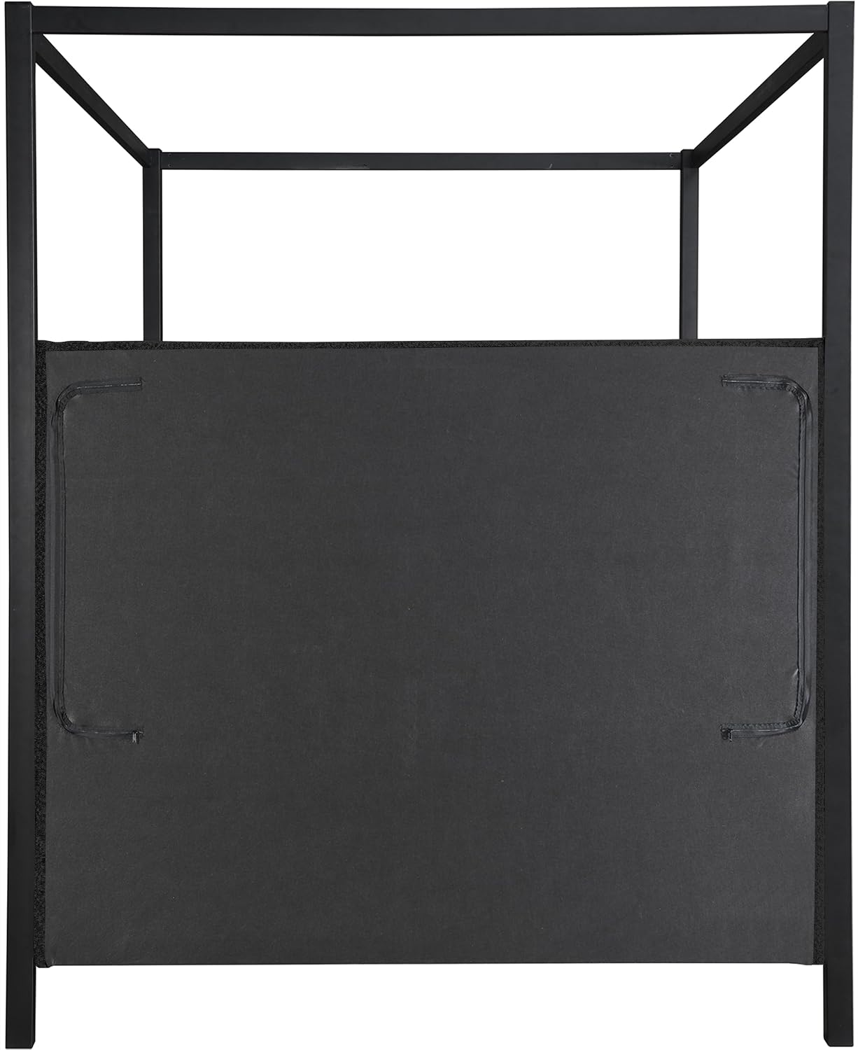 Meridian Furniture KellyBlack-Q Kelly Collection Modern | Contemporary Queen Bed with Rich Black Boucle Fabric, Matte Black Iron Metal Frame Canopy, 62.5' W x 84.5' D x 77' H, Black, Queen