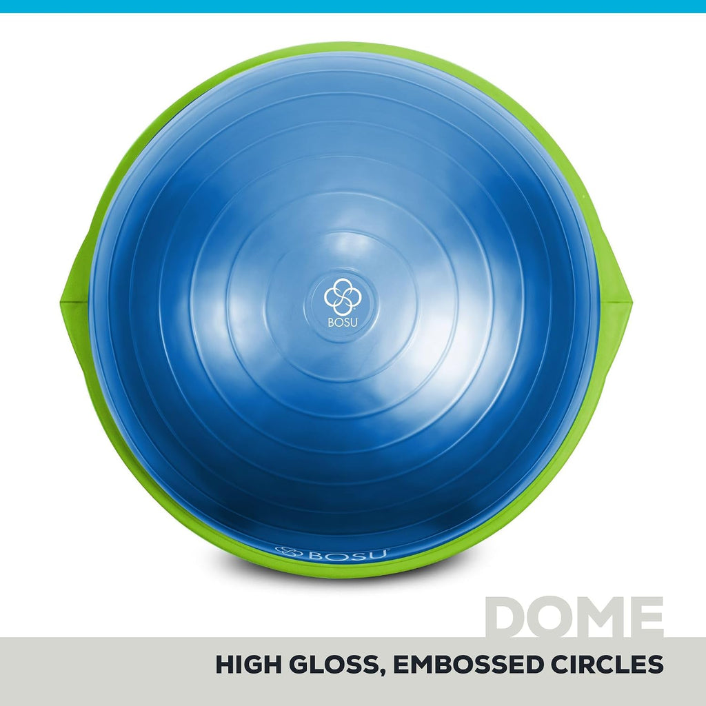 Bosu Balance Ball Exercise Trainer, Home Gym Equipment w/Guided Workouts & Pump, 26' Inflatable Fitness Platform for Strength Training, Standing, Balancing, and Core Workout