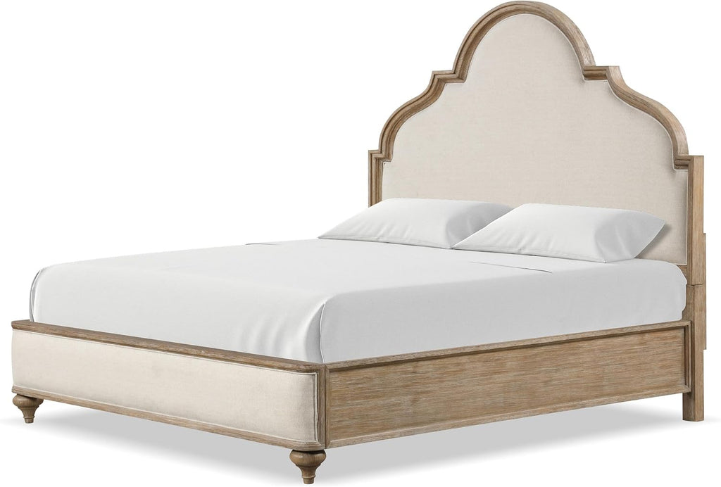 Furniture of America Weile Art Deco Solid Wood 3-Piece Bedroom Collection with Bed Frame and 2-Drawer Nightstands Set of 2, Box Spring Required, Rustic Oak, King