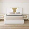 Kings Brand Furniture 3-Piece White/Gold Bedroom Set – Queen Size Wood Bed Frame with 2 Nightstands