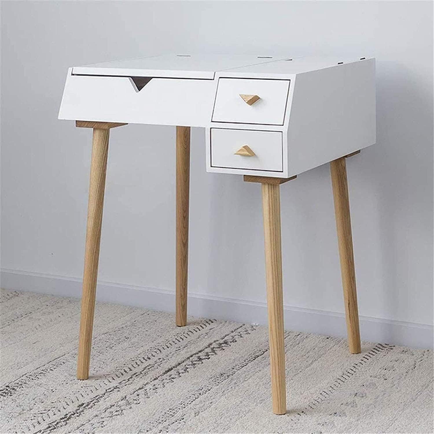 CALEBY Vanity Desk, Vanity Table Luxury Bedroom Furniture Makeup Vanity with Stool, Dressing Table Vanity Makeup Table with Flip Top Mirror Solid Rubber Wood Writing Desk Vanity Benches for Bedroom
