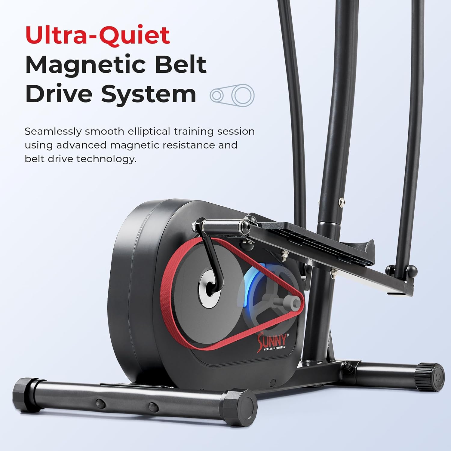 Sunny Health & Fitness Smart Upright Elliptical w/Pulse Sensor Built-in, Indoor Full-Body Cross-Training & Cardio Exercise Machine for Home, Free SunnyFit App Connection