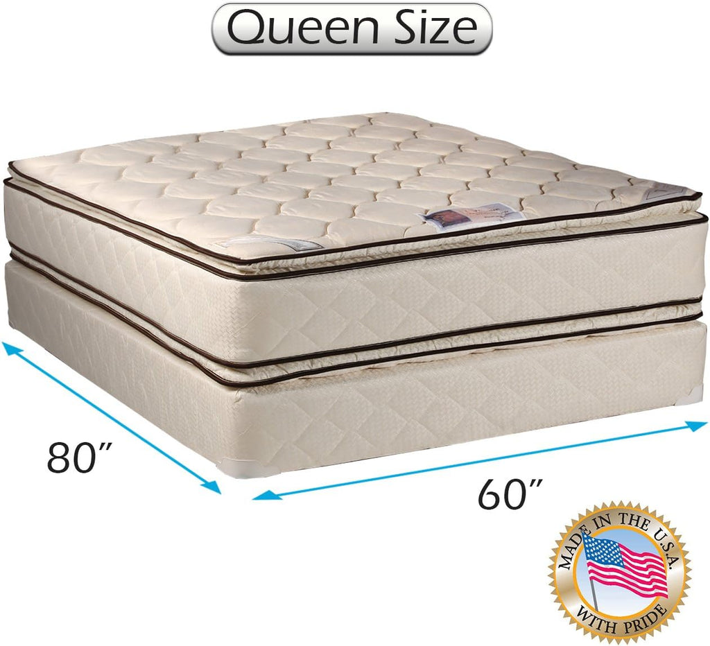 Dream Solutions USA DS USA Coil Comfort 2-Sided Medium Firm PillowTop Mattress Set with Metal Bed Frame - Sleep System, Spine Support, Orthopedic, Longlasting Comfort (Queen 60'x80'x11')