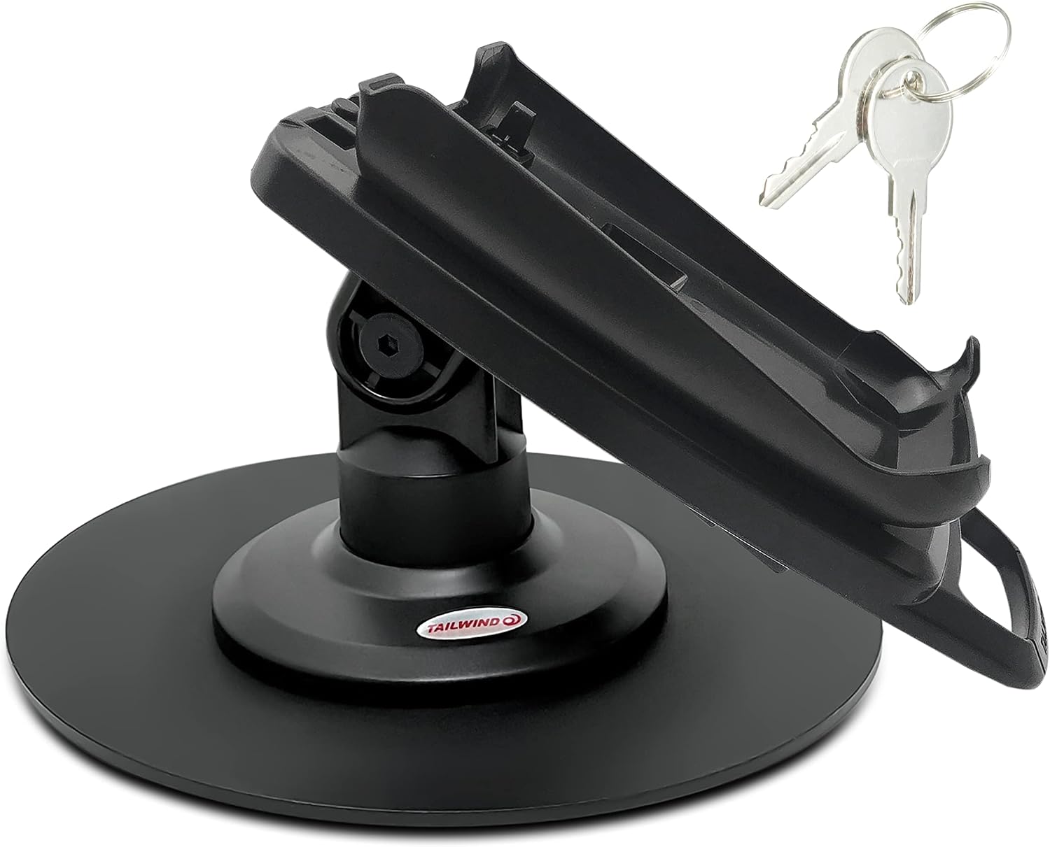 Dejavoo Z3/Z6 3' Latch and Key Lock Compact Pole Mount Terminal Stand with Round Freestanding Mobility Base Plate