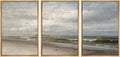 SIGNWIN Framed Canvas Print Wall Art Set Ocean Beach Tranquil Coastal Seascape with Waves and Clouds Illustrations Modern Art Decorative Rustic for Living Room, Bedroom, Office - 16'x24'x3 Natural