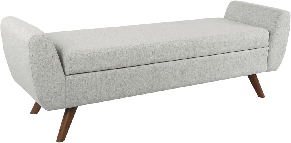 HomePop Modern Storage Bench with Wood Legs |Homepop Home Décor|Bench with Storage for Living Room & Bedroom - Light Gray Woven