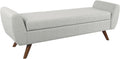 HomePop Modern Storage Bench with Wood Legs |Homepop Home Décor|Bench with Storage for Living Room & Bedroom - Light Gray Woven