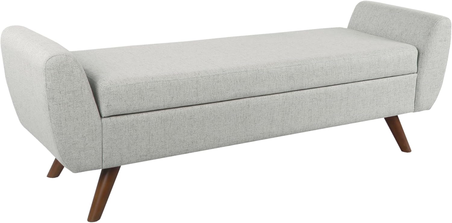 HomePop Modern Storage Bench with Wood Legs |Homepop Home Décor|Bench with Storage for Living Room & Bedroom - Light Gray Woven