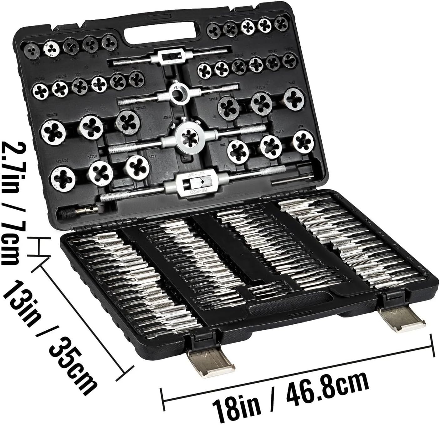 110 Pcs Tap And Die Combination Set Tungsten Steel Metric Tools W/case Metric,DIY Tools