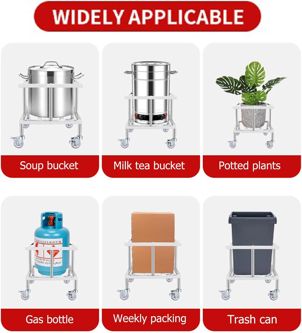 Heavy-Duty Dolly Cart with Stainless Steel Base & Wheels - Ideal for Plant Pots, Fryer Grease Buckets, Car Washing Tools & Home Use