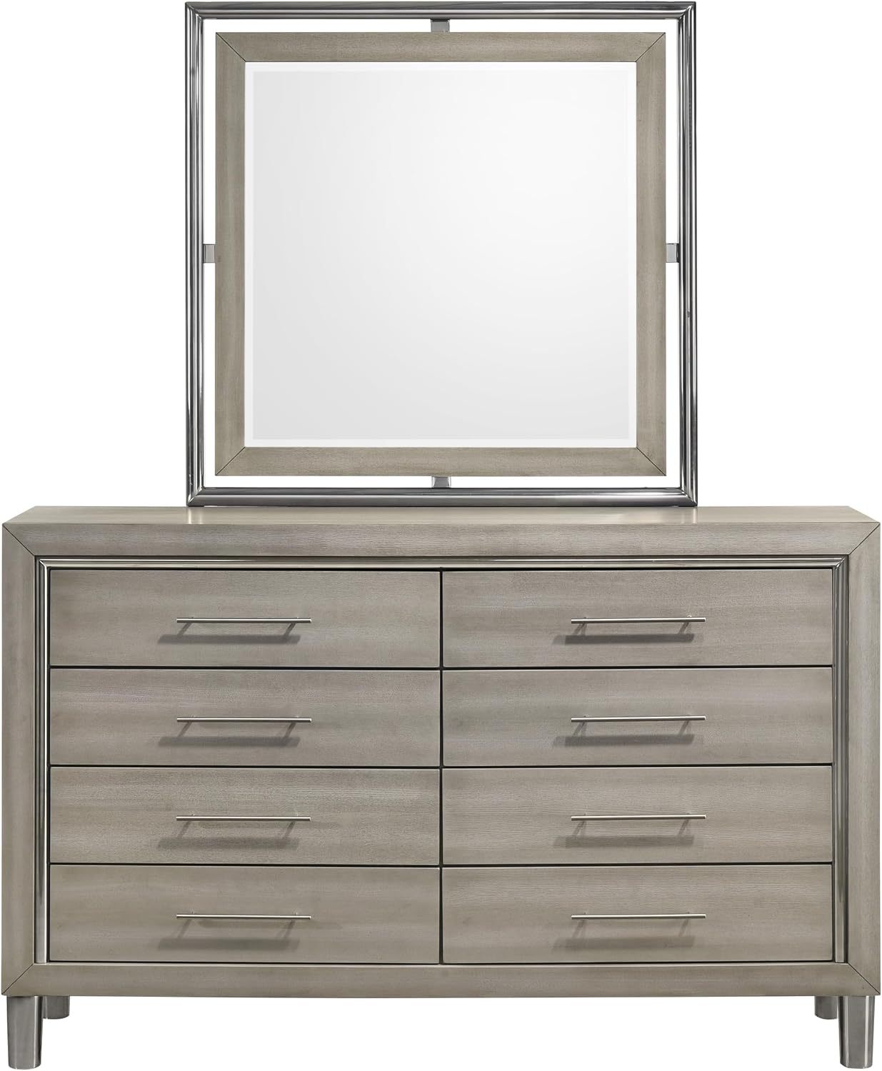 New Classic Furniture Lennox 4Pc Wood King Bedroom Set w Nightstand, Gray