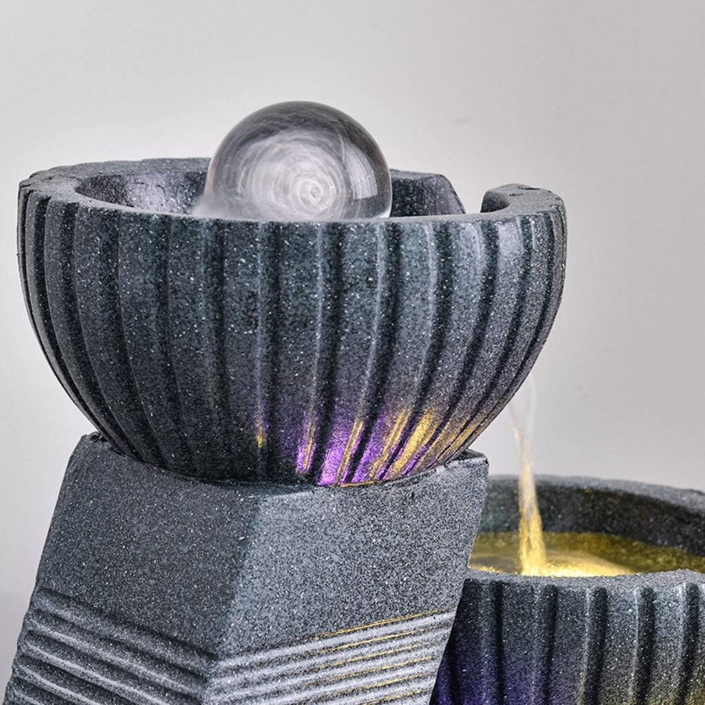 Indoor Fountain/Water Fountain Indoor/Outdoor Table-Top Water Fountain 4 Tiered Bowls Waterfall Water Fountain For Table Desk Yard Garden Patio Deck Home Relaxation 23.6' Height,G,With Atomizer