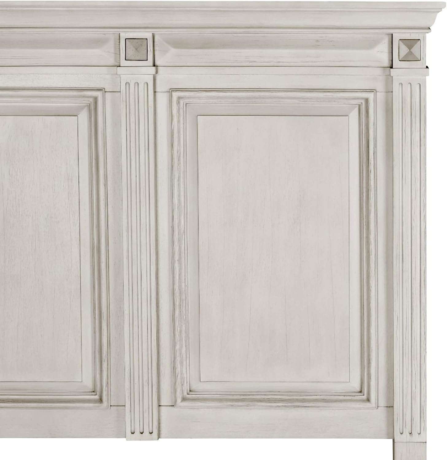 Roundhill Furniture Renova Distressed Parchment Wood Panel Bed, King