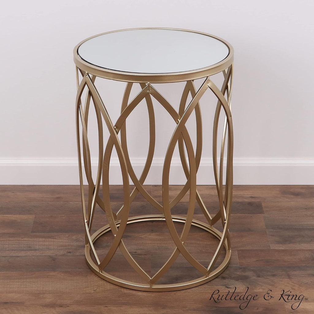 Rutledge & King Gold Side Table - Nesting Tables - Gold End Table - Modern Side Table - Mirror Nightstand - Small Accent Table Set - Mirrored Nightstand Set of 2 End Trinity End Table Set