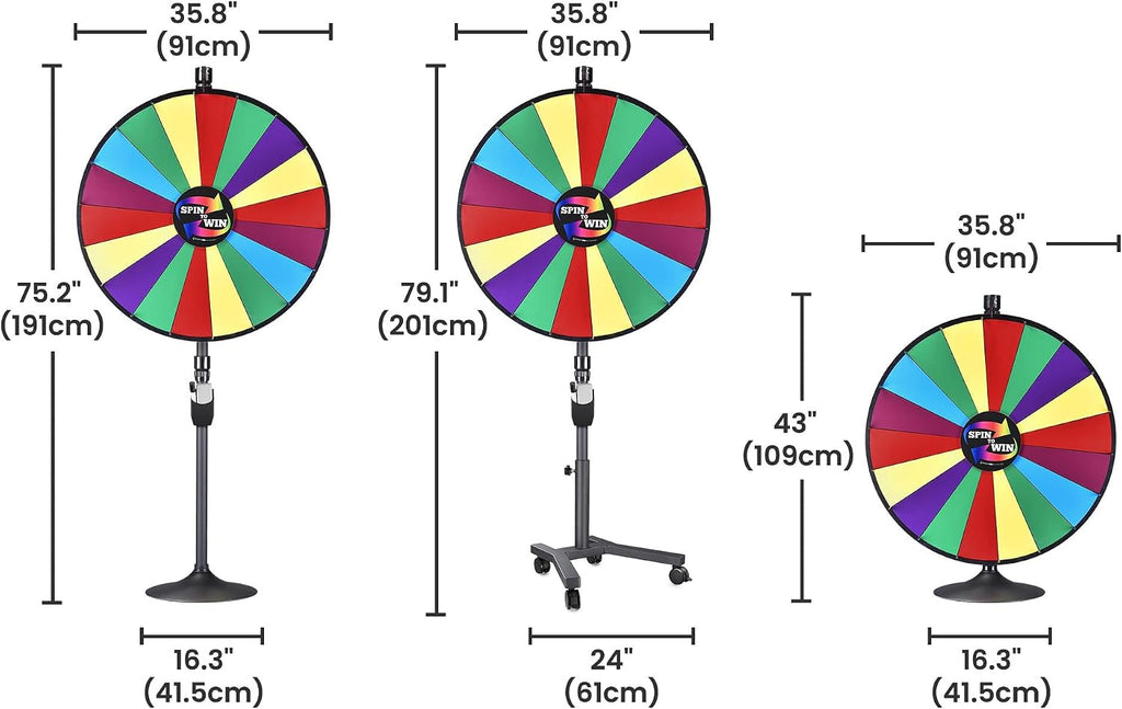 WinSpin 36' 3in1 Prize Wheel with Mobile Base Spinning Raffle Trade Show Market