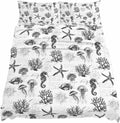 Gray Coastal Cal King Sheet Set 4 Piece Bedding - Retro Nautical Starfish Coral Jellyfish Breathable Comfy Cooling Bed Sheets & Pillowcase Sets,Hotel Luxury Flat Sheets Deep Pockets Fitted Sheet
