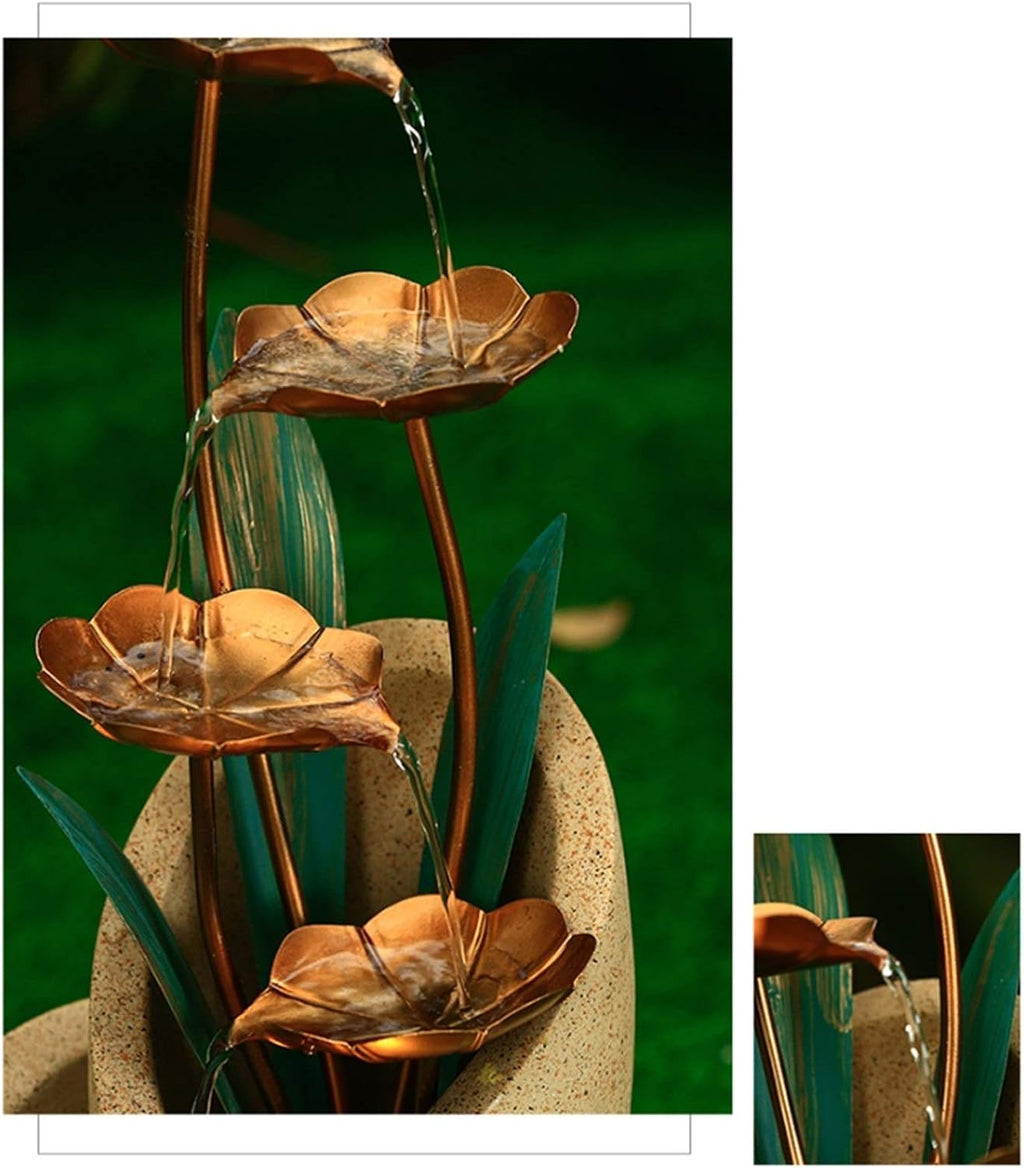 Tabletop Water Fountain Tiered Copper Flowers Modern Decorative Fountain Indoor or Outdoor Floor Water Fountain 28.7' High Cascading for Yard Garden Patio Deck Home Home Decor