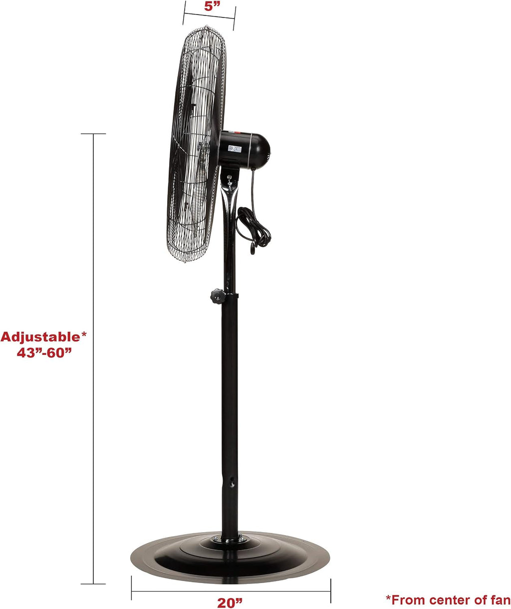 TPI Corporation CACU30-PO-HD Commercial Heavy Duty Oscillating Fan, Unassembled w/Pedestal Kit, 30' Blade Diameter, 3 Speed 1/3 HP Motor, 9' Cordset, Black