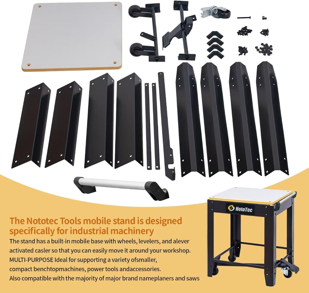 Rolling Planer Stand / Planer Cart with Pedal-Activated Wheels & Locking Base, Heavy-Duty Steel Work Stand, 380 lb Capacity, Mobile Stand for Benchtop Planers, Jointers, Bandsaws & Drill Press | 29206U01
