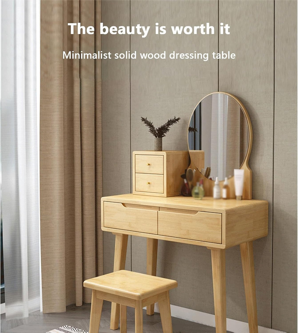 Small Vanity Desk Vanity Desk with Lights Vanity Desk with Mirror and Lights Multi-Capacity Storage Space Light-Filling Makeup Mirror Rounded Corners for Storage Suitable,B-80 * 45 * 75 cm