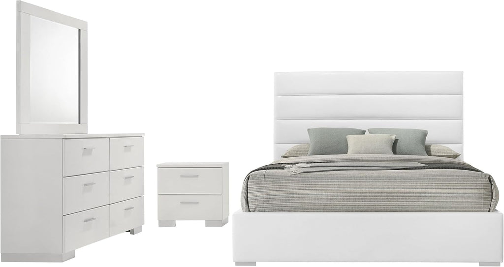 Coaster Home Furnishings Felicity 4-Piece California King Bedroom Set White High Gloss 203511KW-S4