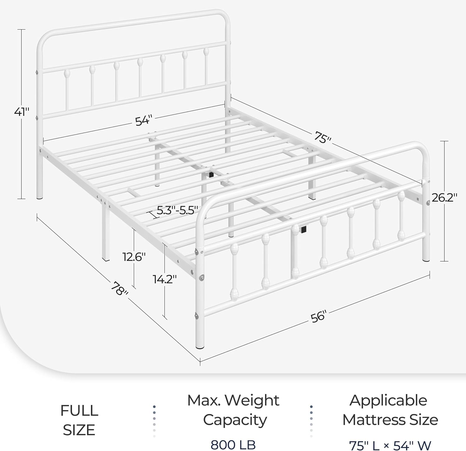 Yaheetech Classic Metal Platform Bed Frame Mattress Foundation with Victorian Style Iron-Art Headboard/Footboard/Under Bed Storage/No Box Spring Needed/Full Size White