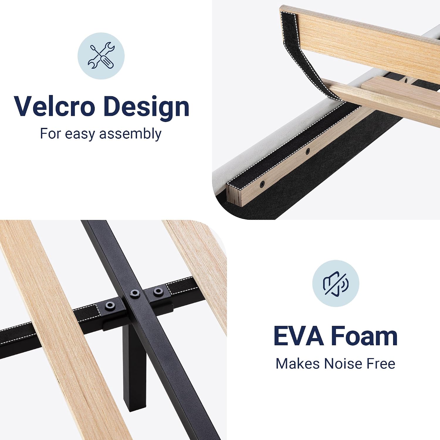 Allewie King Size Platform Bed Frame with Velvet Upholstered Headboard and Wooden Slats Support, Fully Upholstered Mattress Foundation/No Box Spring Needed/Easy Assembly, White