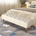 uP9sF2mD Bench for Bedroom Upholstered Bench,Bedroom for End of Bed,Piano Dining Entryway Shoe with Button Tufted Padded Seat for Living Room, Vanity Foot-Stool with Wood Legs End of Bed Bench(Beige)