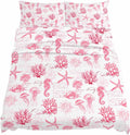 Pink Ocean Coastal Cal King Sheet Set 4 Piece Bedding - Nautical Starfish Jellyfish Coral Breathable Comfy Cooling Bed Sheets & Pillowcase Sets,Hotel Luxury Flat Sheets Deep Pockets Fitted Sheet