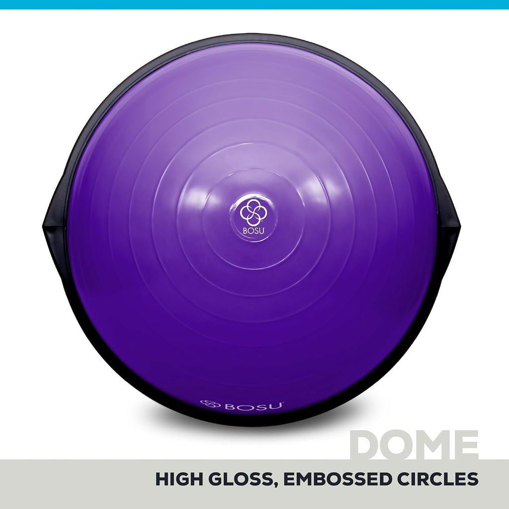 Bosu Balance Ball Exercise Trainer, Home Gym Equipment w/Guided Workouts & Pump, 26' Inflatable Fitness Platform for Strength Training, Standing, Balancing, and Core Workout