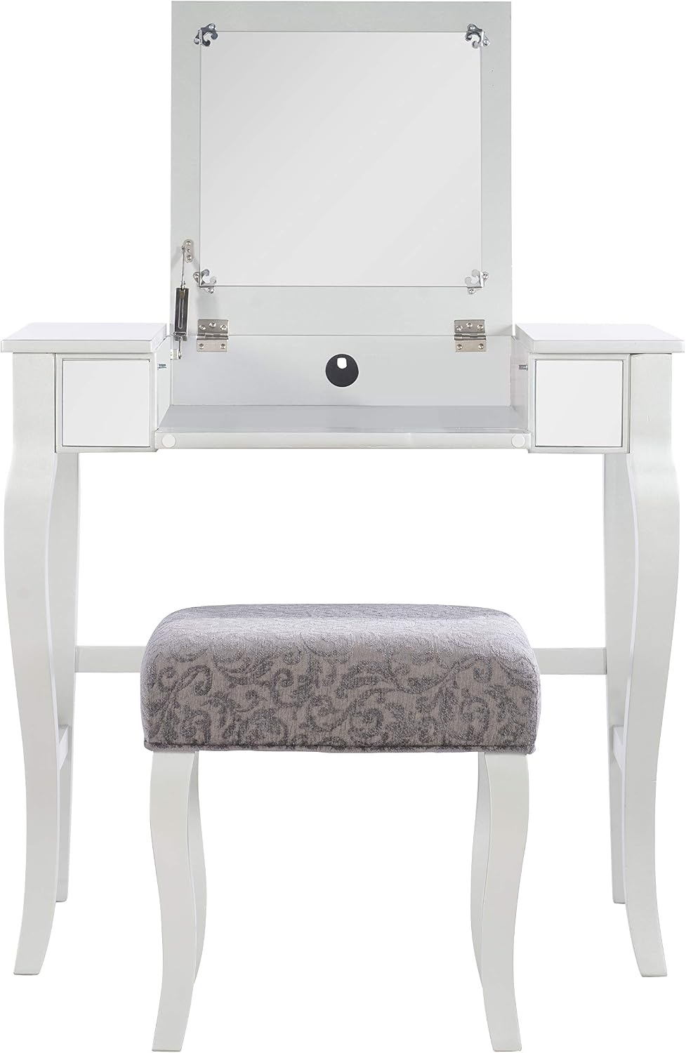 Linon Silver Harper Vanity Set, 32' W x 18' D x 46.75' H