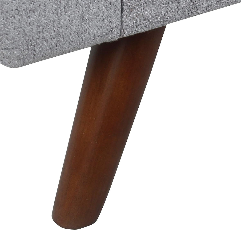 HomePop Modern Storage Bench with Wood Legs |Homepop Home Décor|Bench with Storage for Living Room & Bedroom - Light Gray Woven