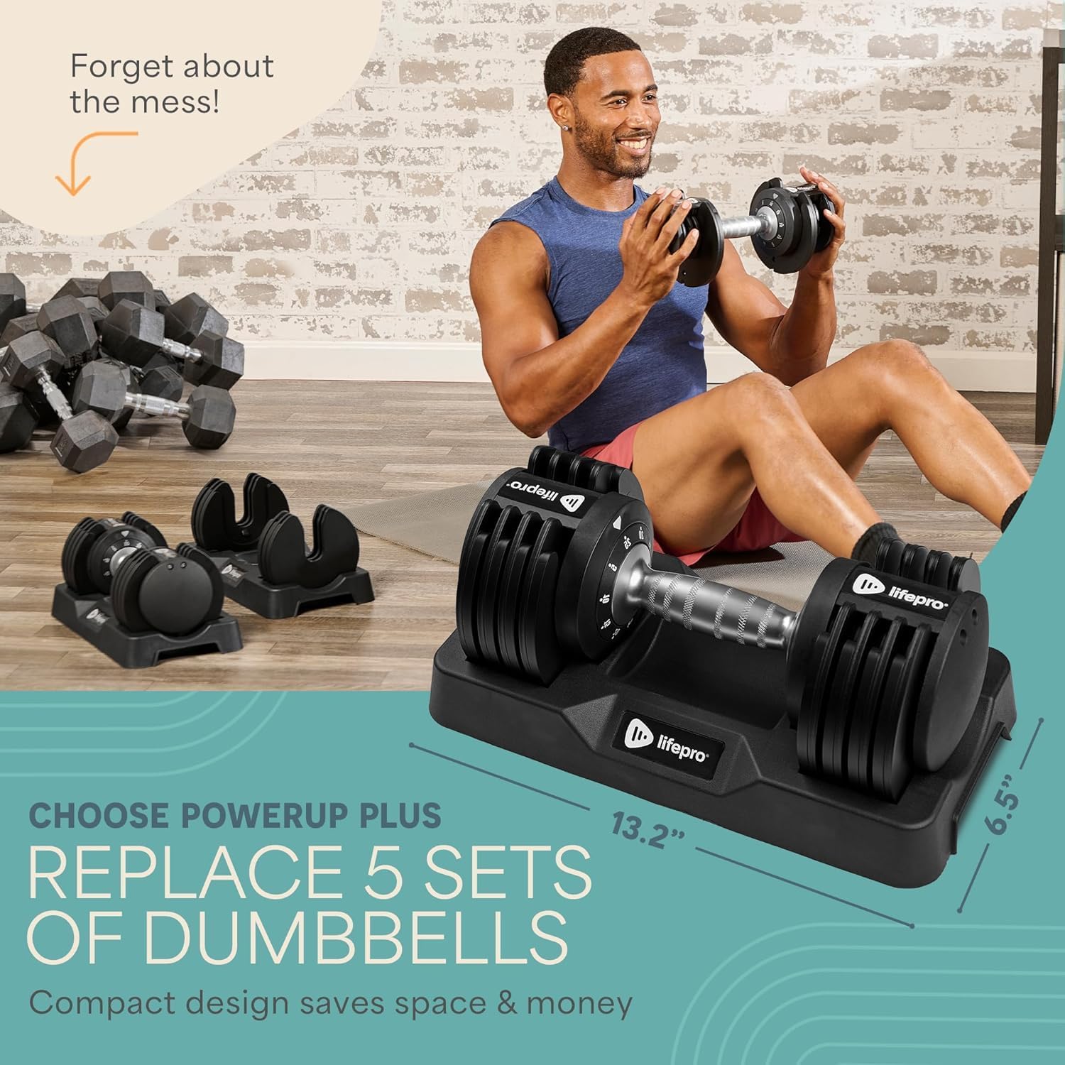 Lifepro Adjustable Dumbbells Set – Quick Adjustment, Anti Slip Handle – Space Saving & Strength Training Weights for Home Gym Exercise & Fitness