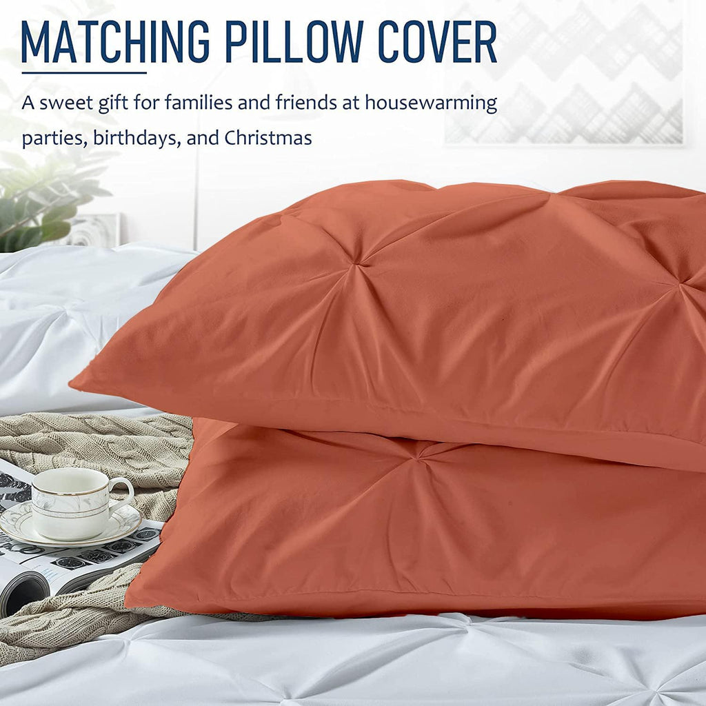 Crown Collection 1000-TC Hypoallergenic Ultra Soft Design 100% Egyptian Cotton Pinch Plated Duvet Cover with Zipper Colser & 2pcs Pillow Case Set (Super King Plus 120X120, Burnt Orange)