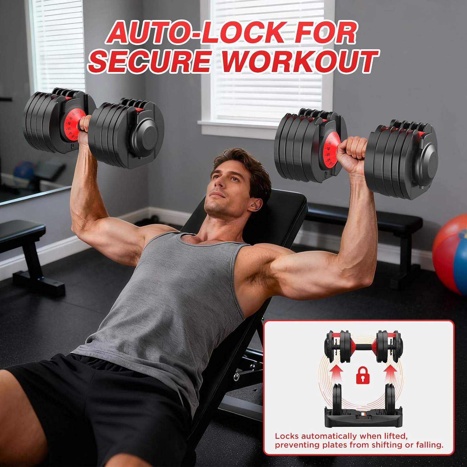 Adjustable Dumbbells Set, 10 in 1/15 in 1 Free Adjustable Weights Dumbbells Set, 25/55/52.5lbs Weights Set with Anti-Slip Handle, Fast Adjust Equipment Compact for Home Gym Strength Training