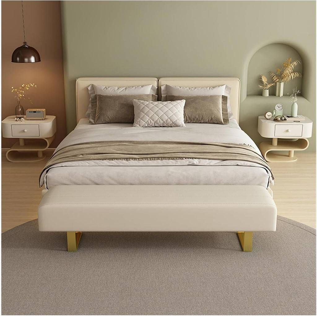 Bedroom End of Bed Bench End Of Bed Bench, Modern Entry Bench, Faux Leather Upholstered Dining Room Bench, Bedroom Bench With Metal Legs Ottoman Foot Rest Couch Long Bench ( Color : B , Size : 150*50*