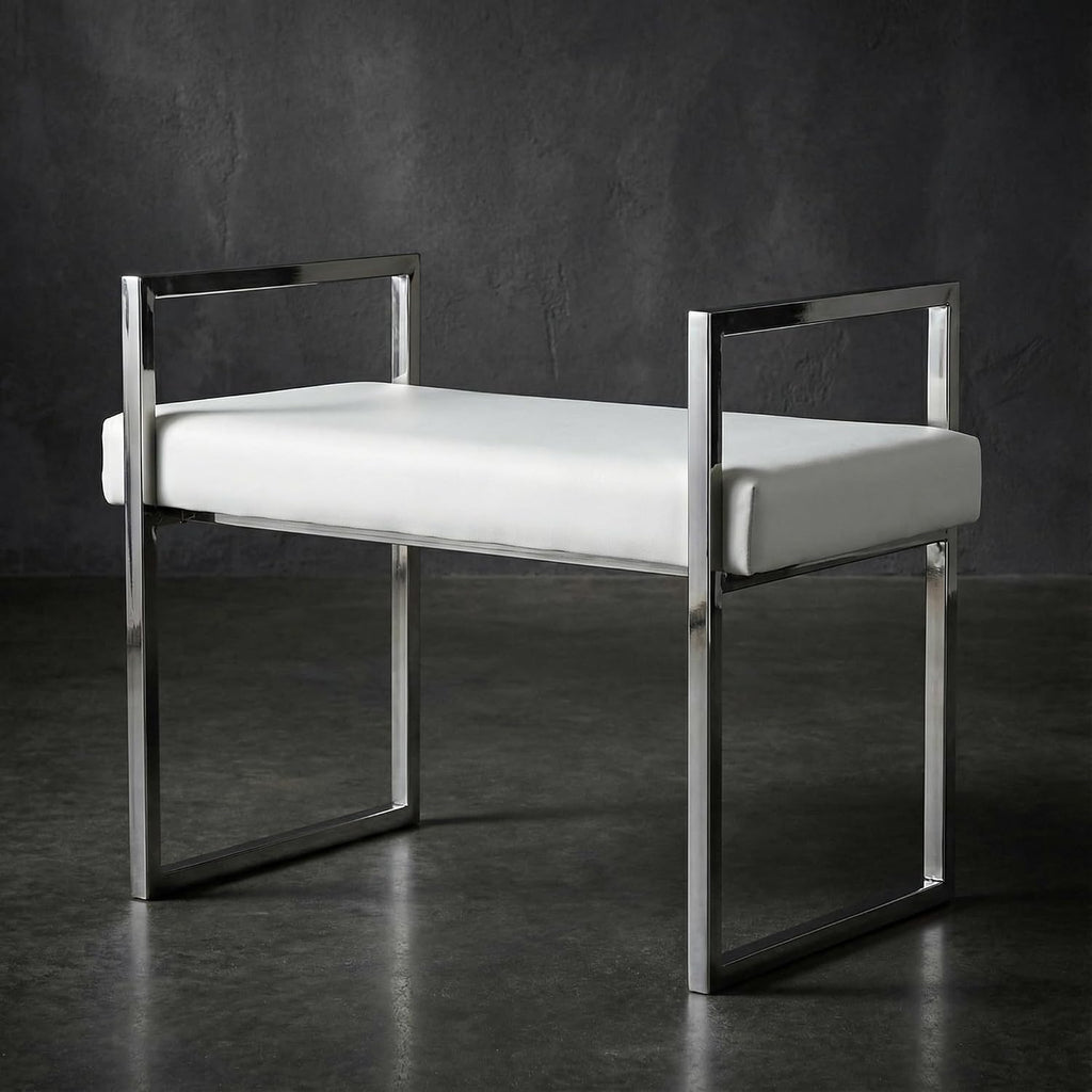 Cortesi Home Anna Contemporary Vinyl Bench, 24.75' Wide, White