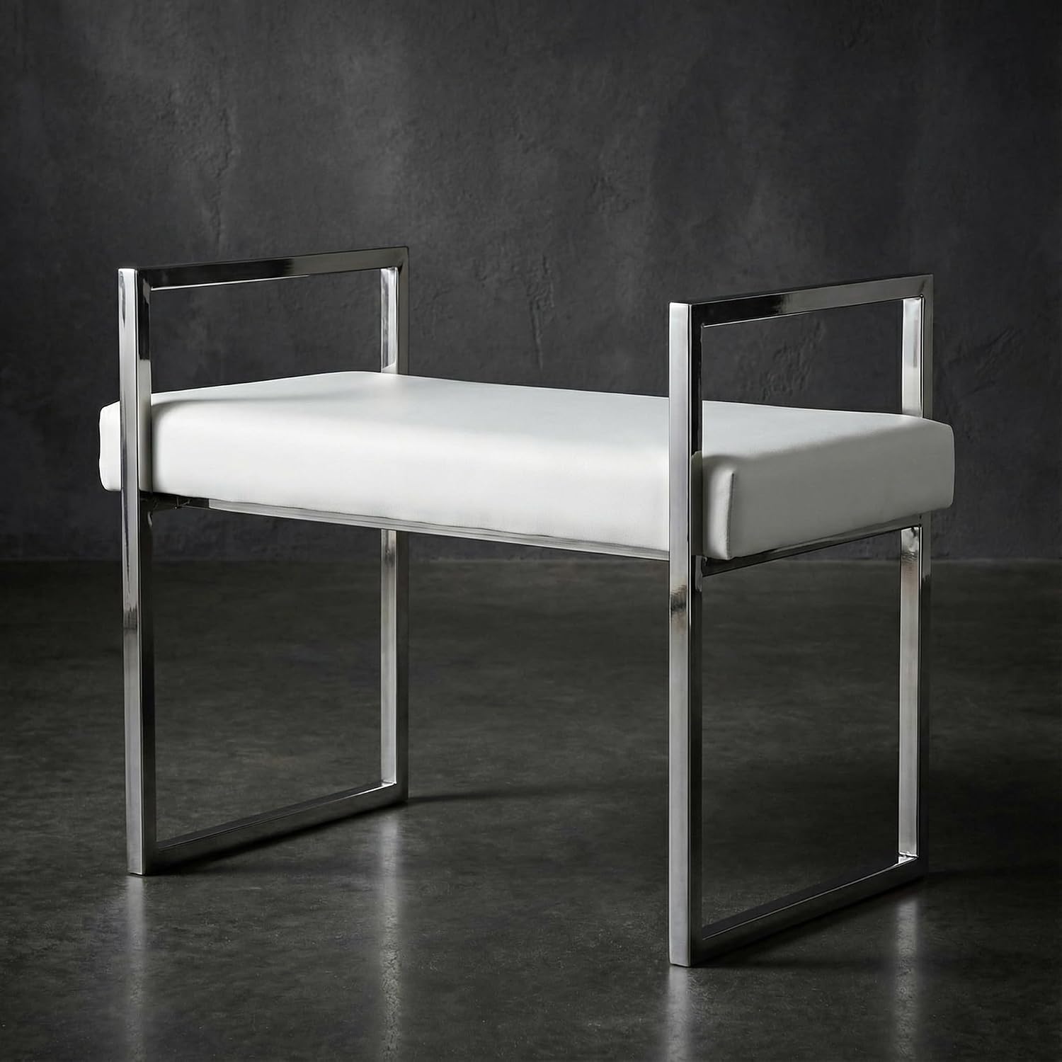 Cortesi Home Anna Contemporary Vinyl Bench, 24.75' Wide, White