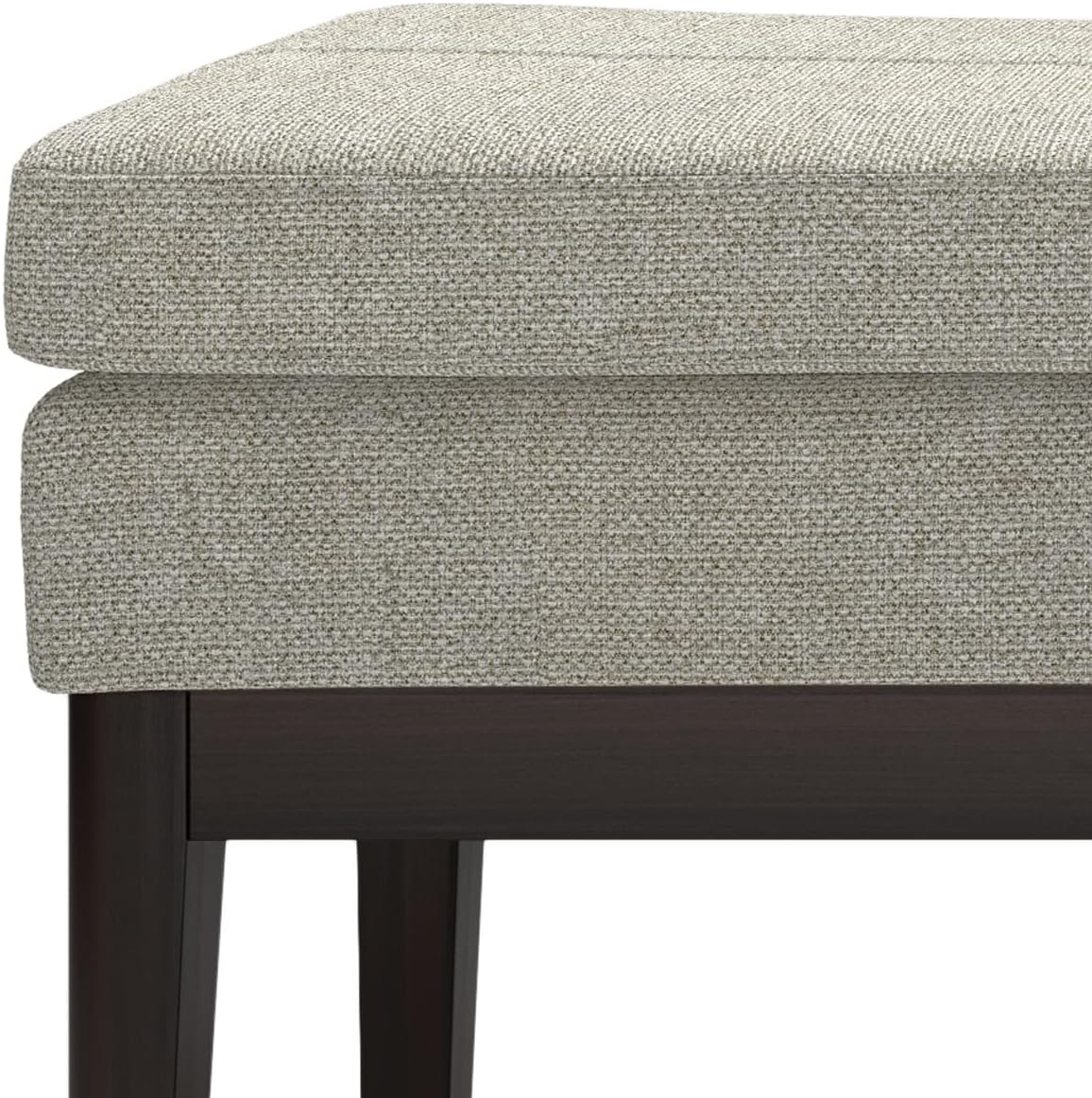 SIMPLIHOME Carlson Ottoman Bench - 45 inch Wide Upholstered Vegan Leather Rectangle Ottoman in Greige, Mid Century Modern Bench for Bedroom, Entryway or Living Room with Padded Seat