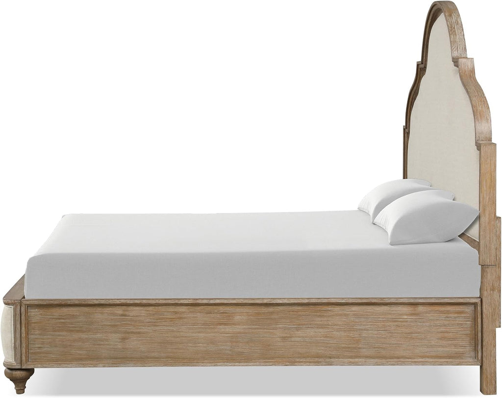 Furniture of America Weile Art Deco Solid Wood 3-Piece Bedroom Collection with Bed Frame and 2-Drawer Nightstands Set of 2, Box Spring Required, Rustic Oak, Queen