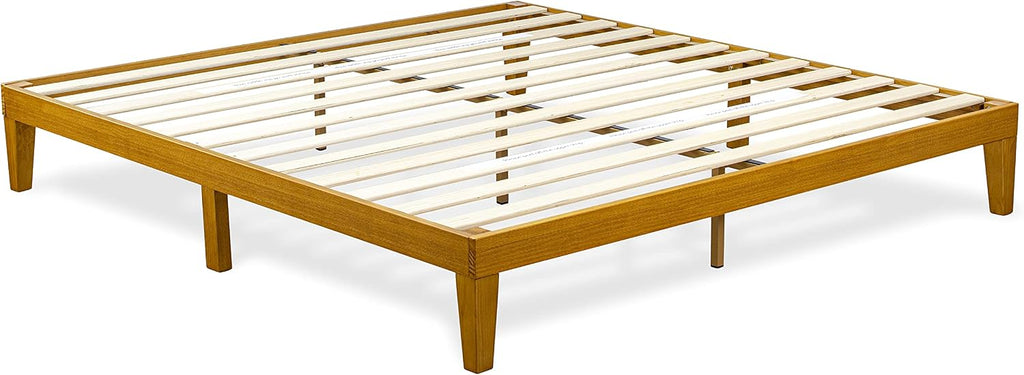 East West Furniture DNP-23-K King Size Platform Bed Frame with 4 Solid Wood Legs and 2 Extra Center Legs - Oak Finish