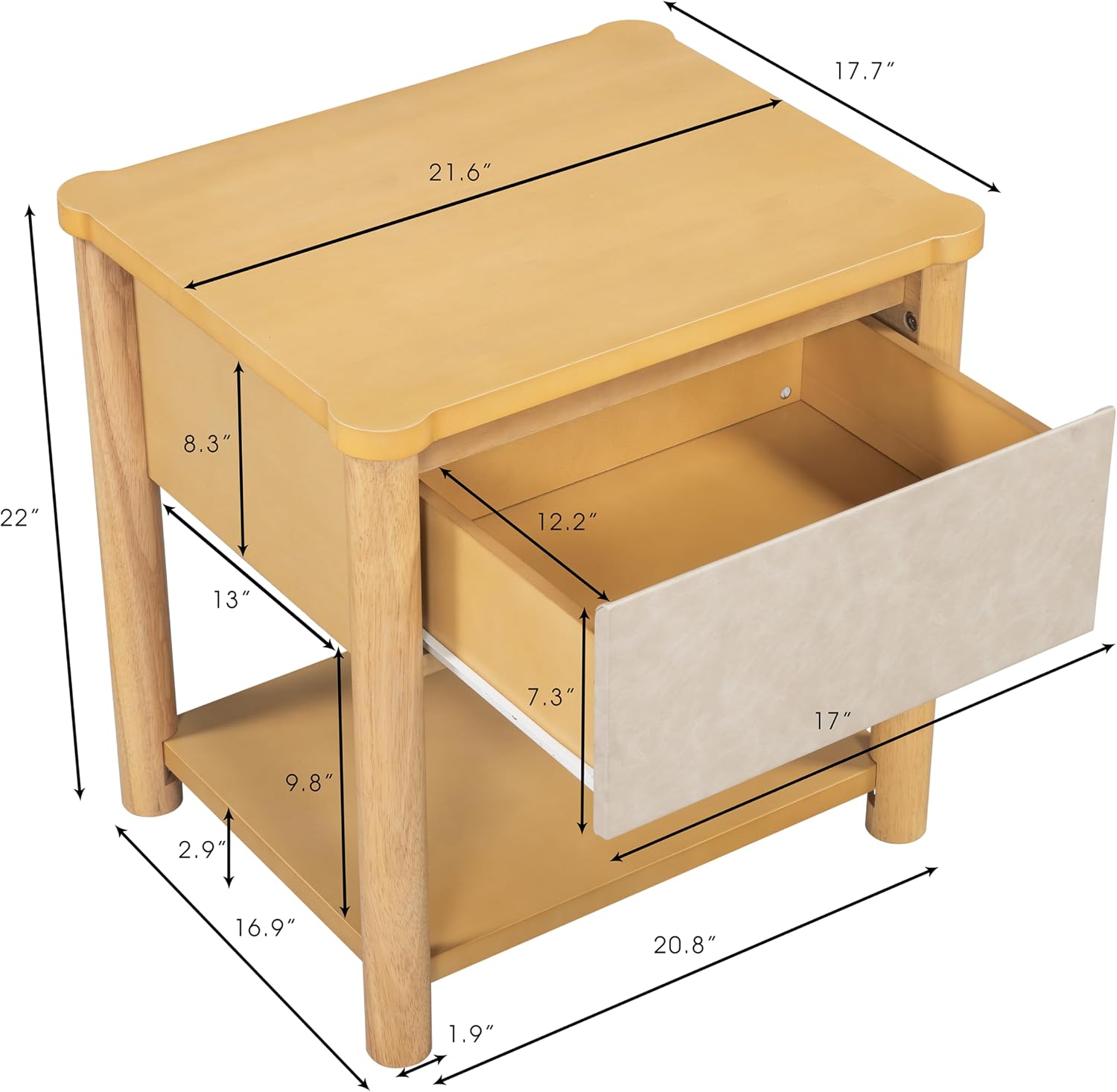 King Bed Frame Set with Nightstands: 600lbs Support Bedroom Furniture - 3-Piece Beige Wood Platform Bed & Matching Bedside Tables for Master Bedroom