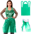 EZGOODZ Disposable Aprons, Green 28 x 46 Inch Plastic Disposable Aprons, 1 Mil Polyethylene Apron with Extra Long Ties, Pack of 1 000 Pieces