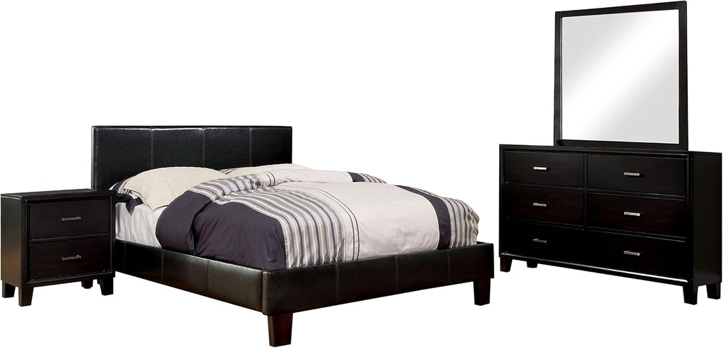 HOMES: Inside + Out Penelope Contemporary Leatherette 4 Piece Bed Set, Full, Espresso